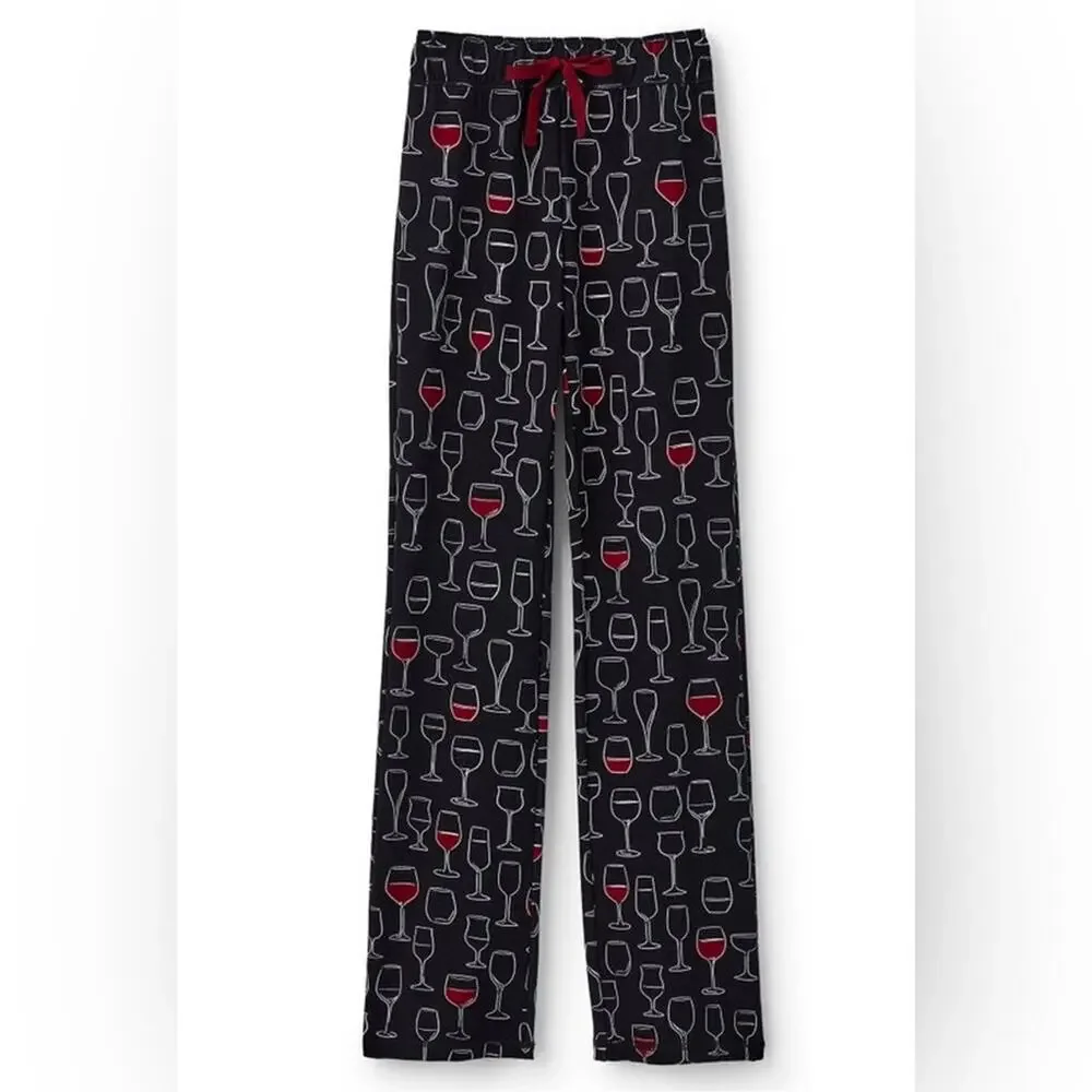 NWT Soft Surroundings Wine Glass Print Sleep Pants Size PL petite large